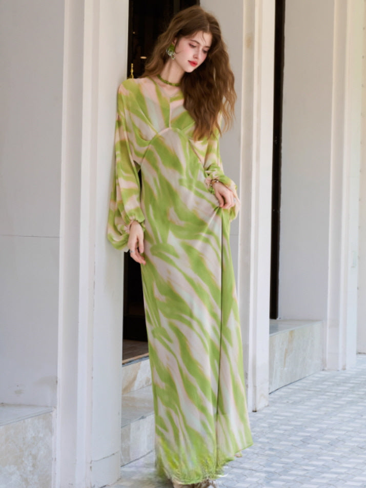 Whispering Meadow Green Flow Maxi Dress