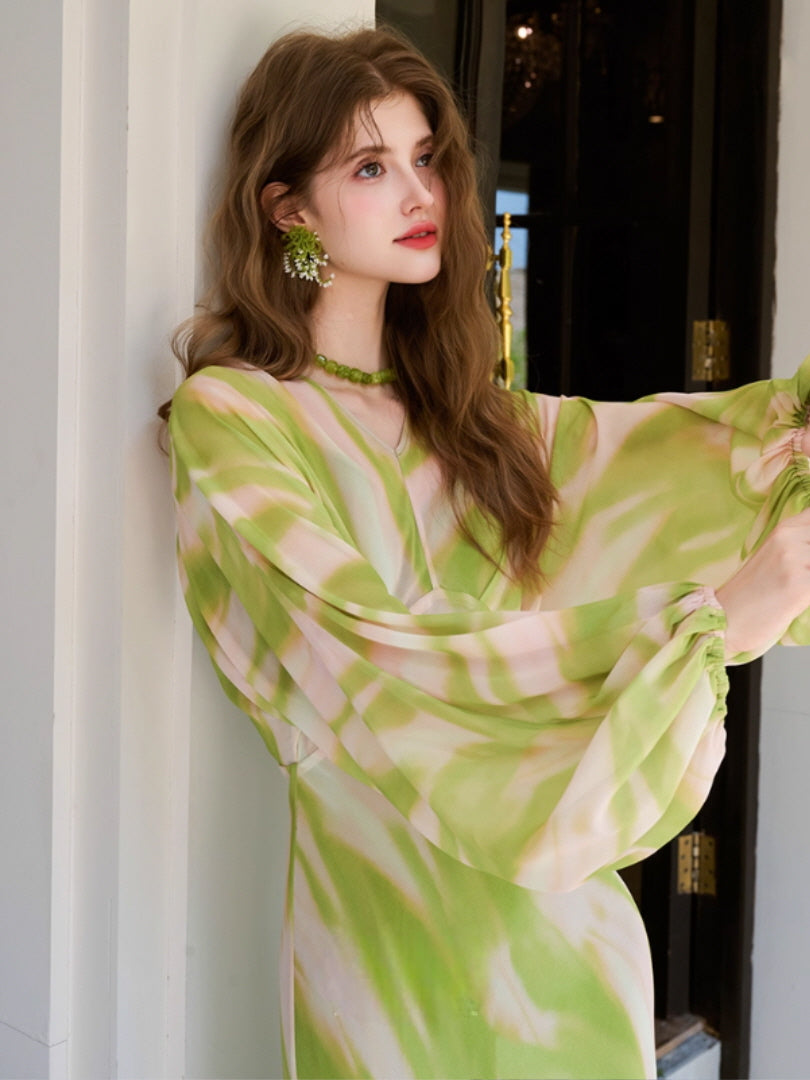 Whispering Meadow Green Flow Maxi Dress