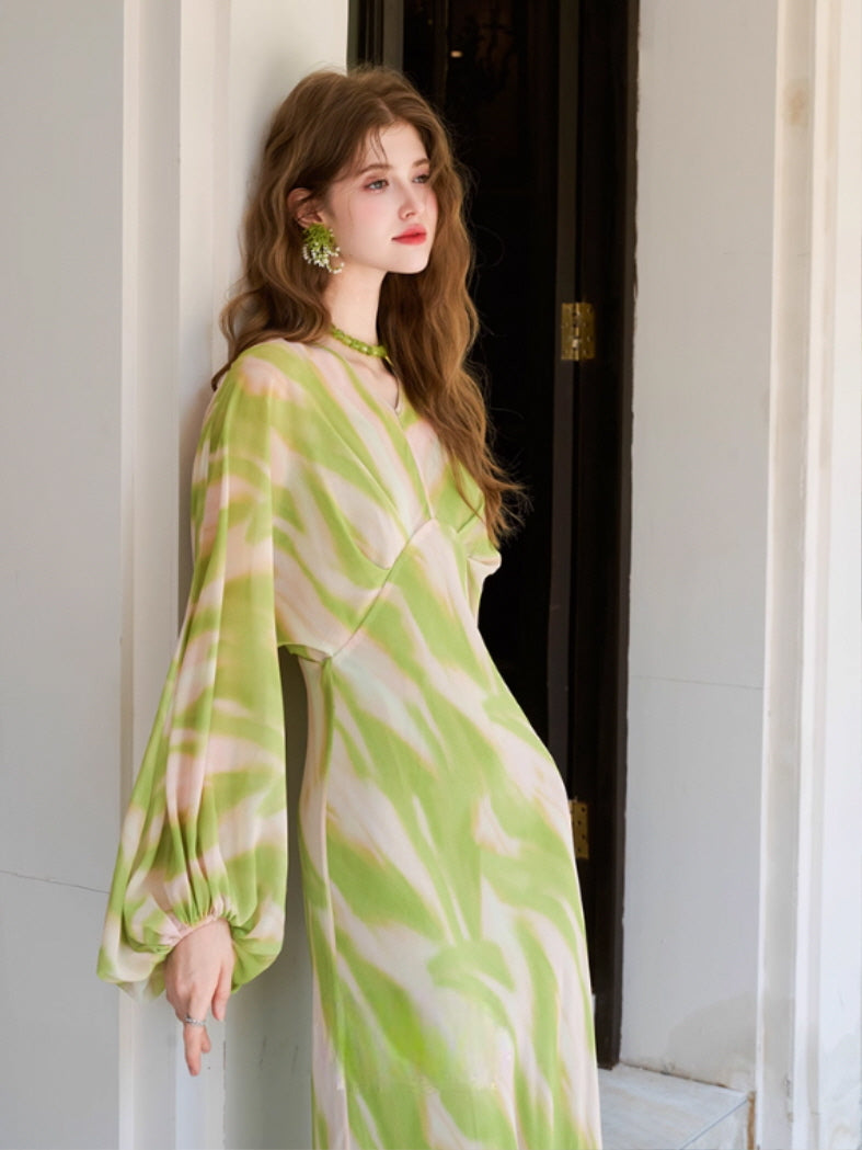 Whispering Meadow Green Flow Maxi Dress
