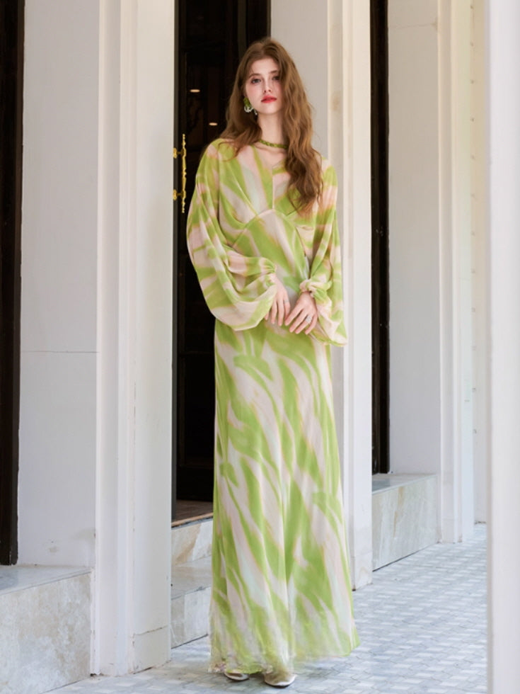 Whispering Meadow Green Flow Maxi Dress