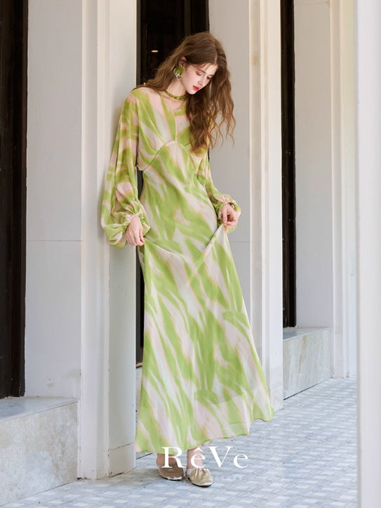 Whispering Meadow Green Flow Maxi Dress