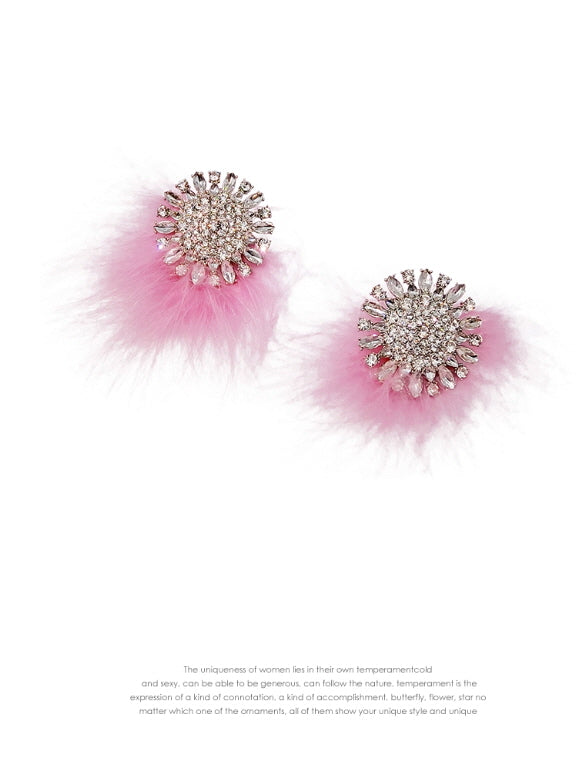 Crystal Bloom Feather Earrings