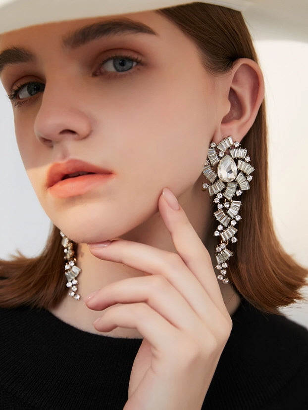 Crystal Cascade Statement Drop Earrings