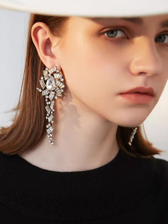 Crystal Cascade Statement Drop Earrings