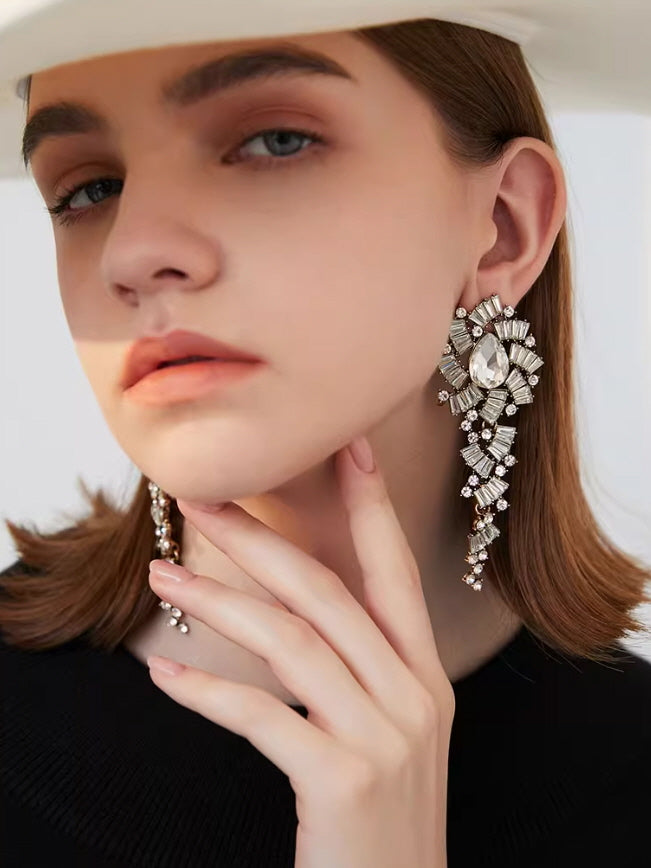 Crystal Cascade Statement Drop Earrings
