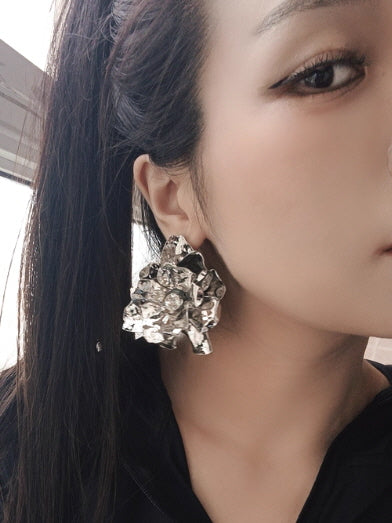 Golden Bloom Statement Flower Earrings