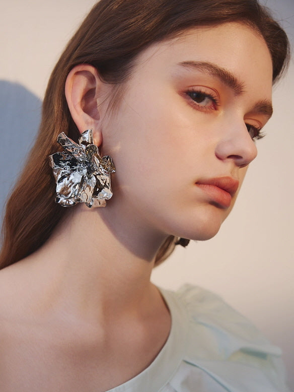 Golden Bloom Statement Flower Earrings