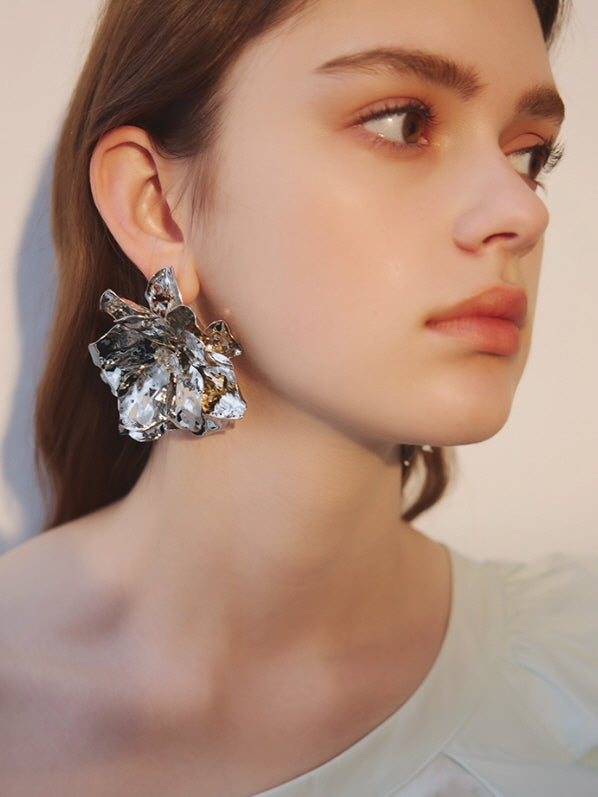 Golden Bloom Statement Flower Earrings