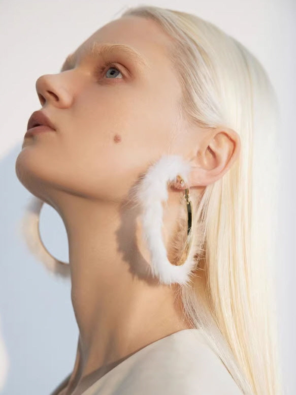 Fairycore Faux Fur Hoop Earrings