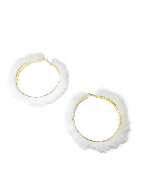 Fairycore Faux Fur Hoop Earrings