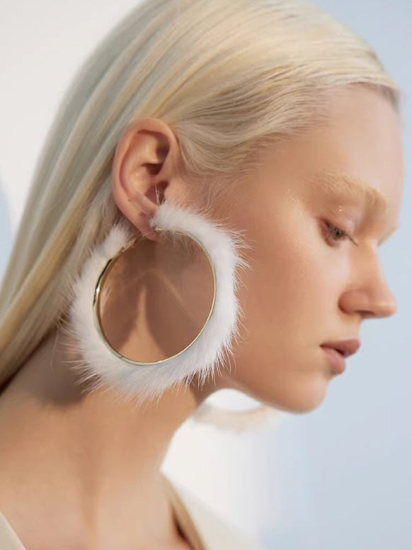 Fairycore Faux Fur Hoop Earrings