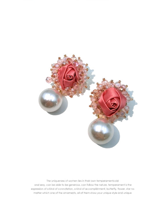 Romantic Rose Pearl Drop Earrings