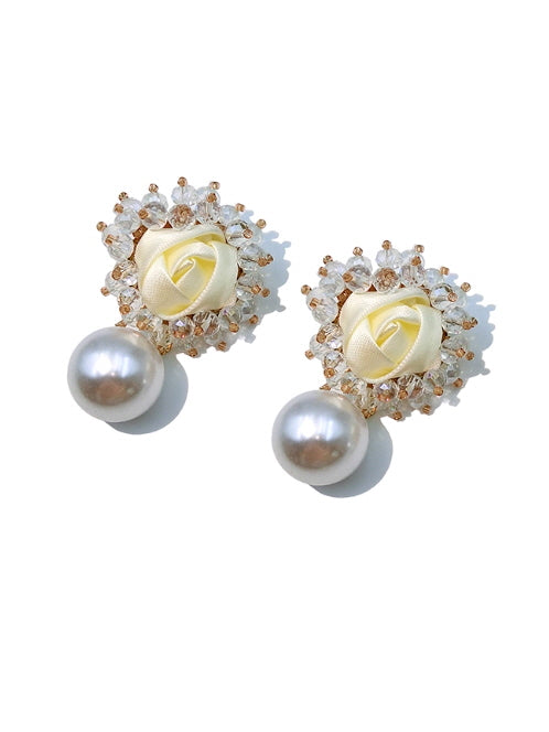 Romantic Rose Pearl Drop Earrings