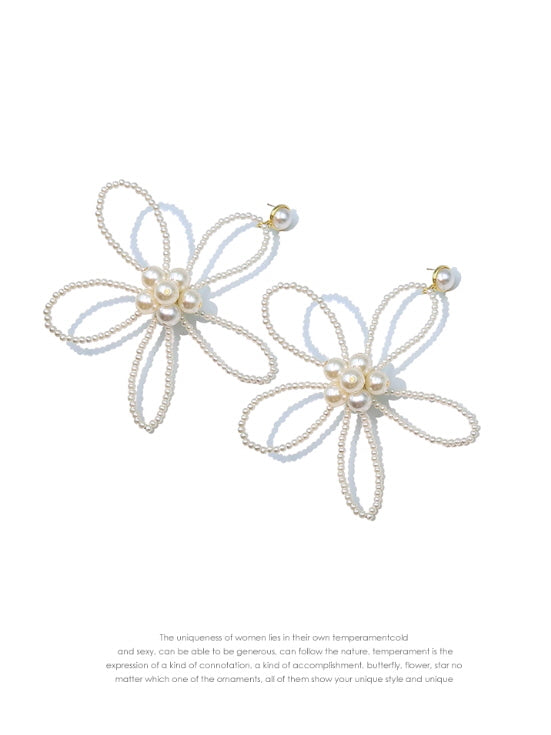 Fairy Bloom Oversized Pearl Flower Earrings