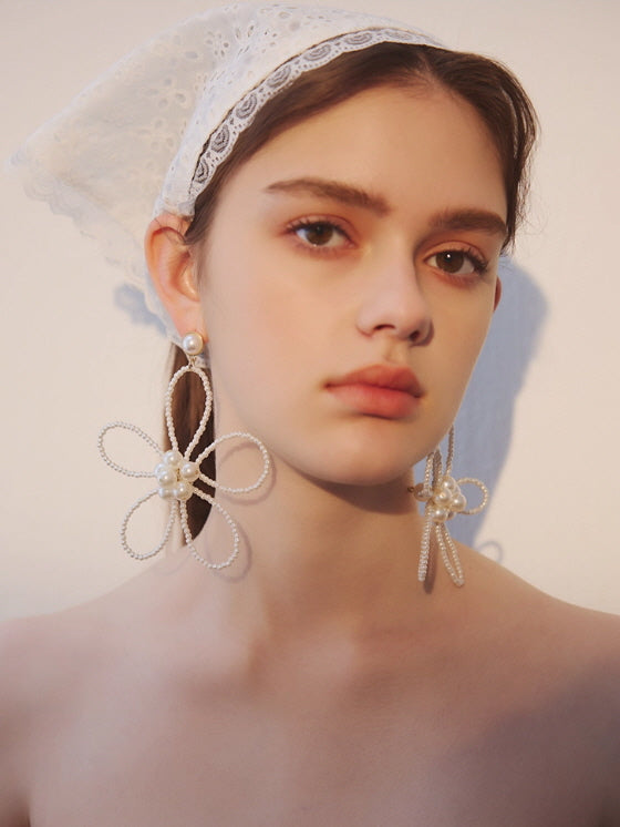 Fairy Bloom Oversized Pearl Flower Earrings