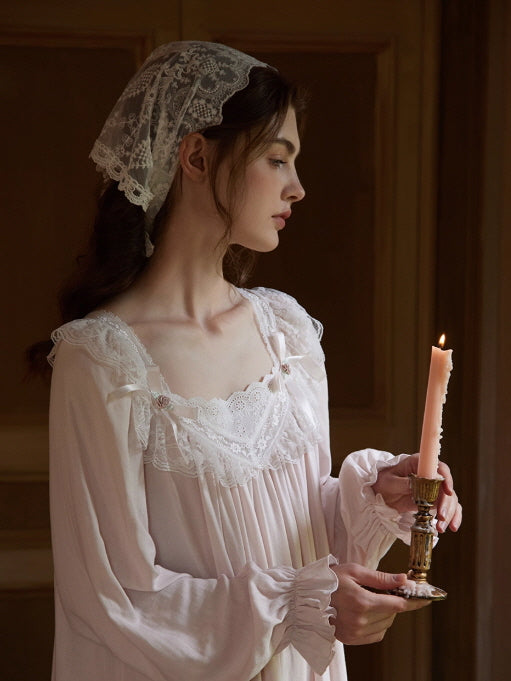 Moonlight Vintage Lace Long Nightgown