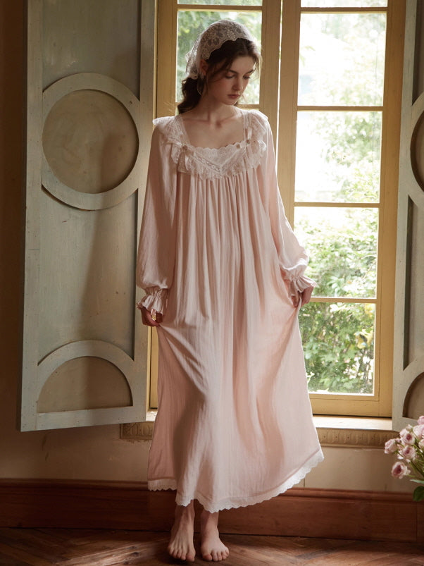 Moonlight Vintage Lace Long Nightgown
