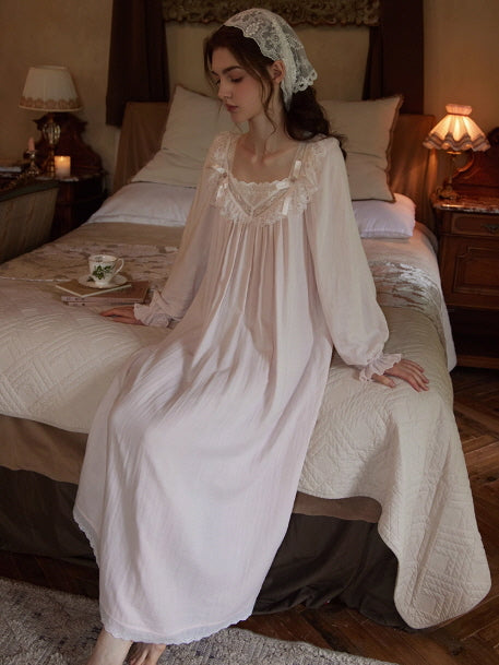 Moonlight Vintage Lace Long Nightgown