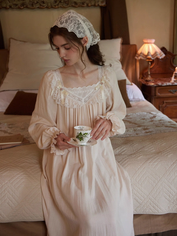 Moonlight Vintage Lace Long Nightgown
