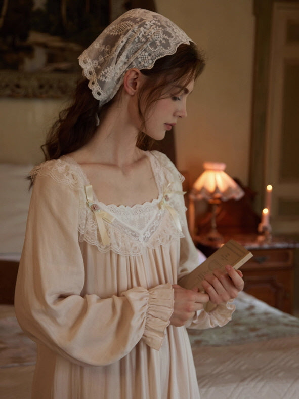 Moonlight Vintage Lace Long Nightgown
