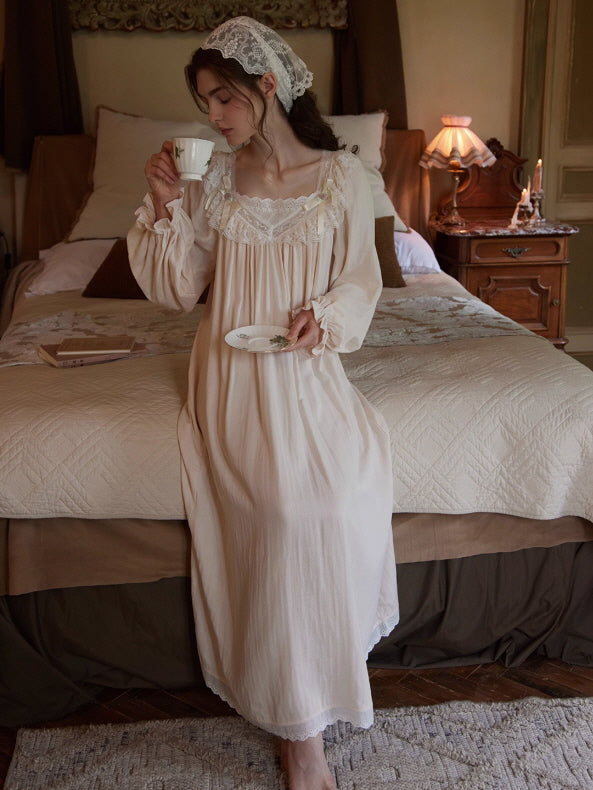 Moonlight Vintage Lace Long Nightgown