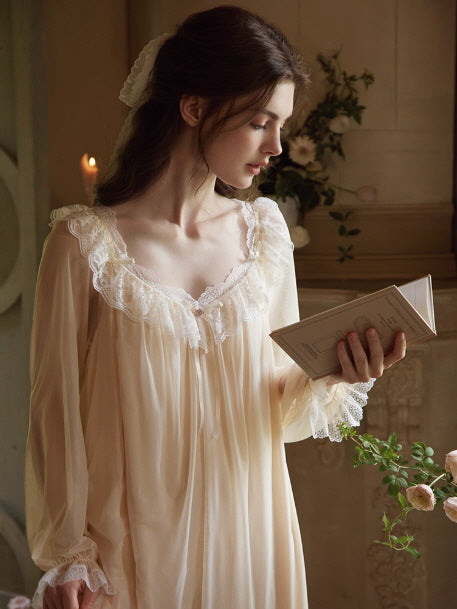 Golden Glow Vintage Lace Nightgown