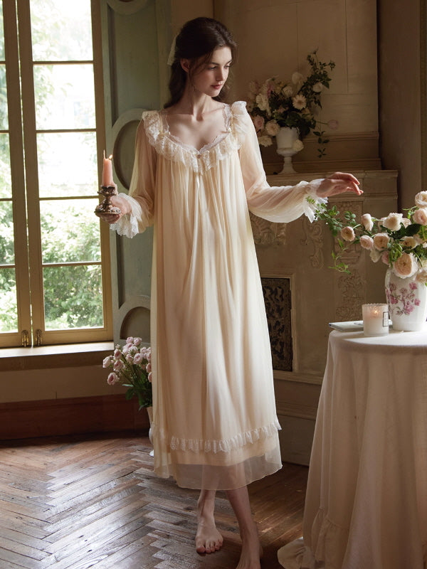 Golden Glow Vintage Lace Nightgown