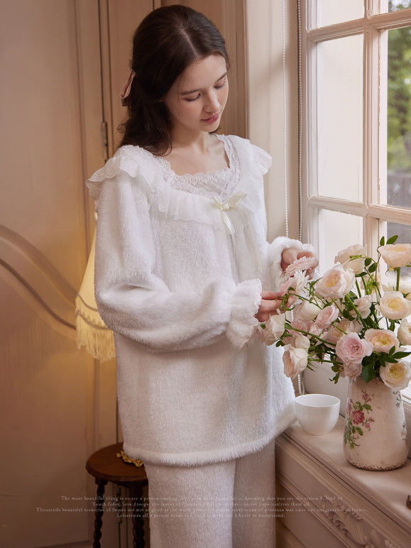 Fairytale Lace Ruffle Cozy Loungewear Set