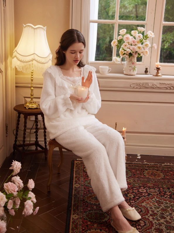 Fairytale Lace Ruffle Cozy Loungewear Set