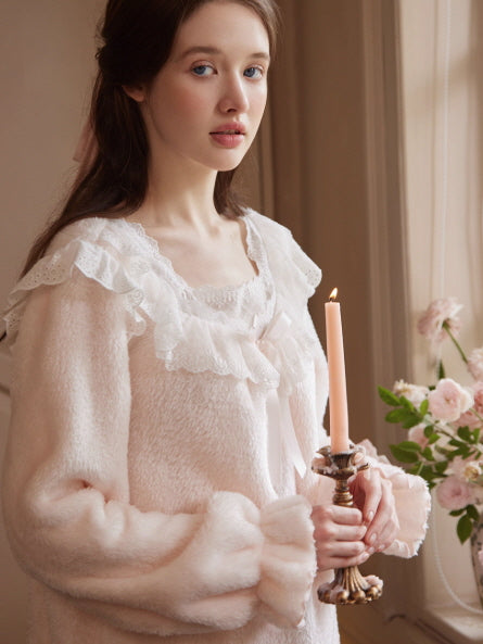 Fairytale Lace Ruffle Cozy Loungewear Set
