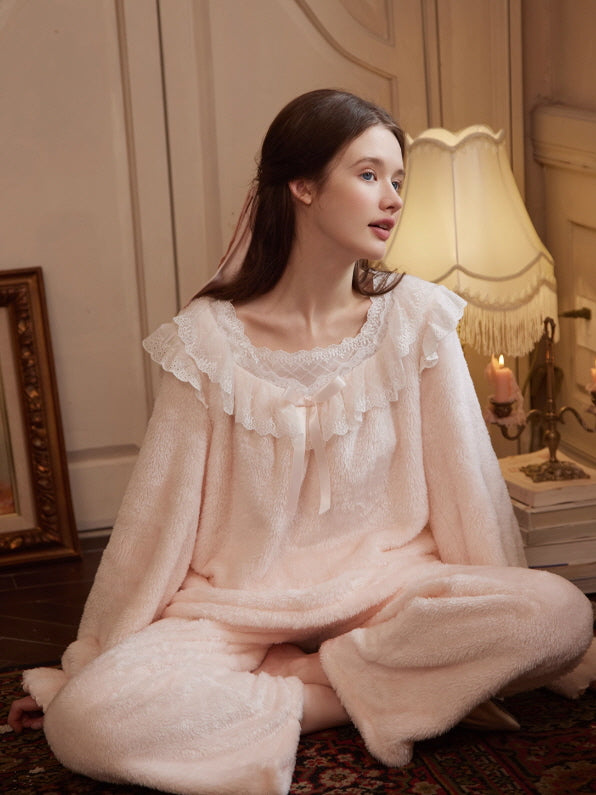 Fairytale Lace Ruffle Cozy Loungewear Set
