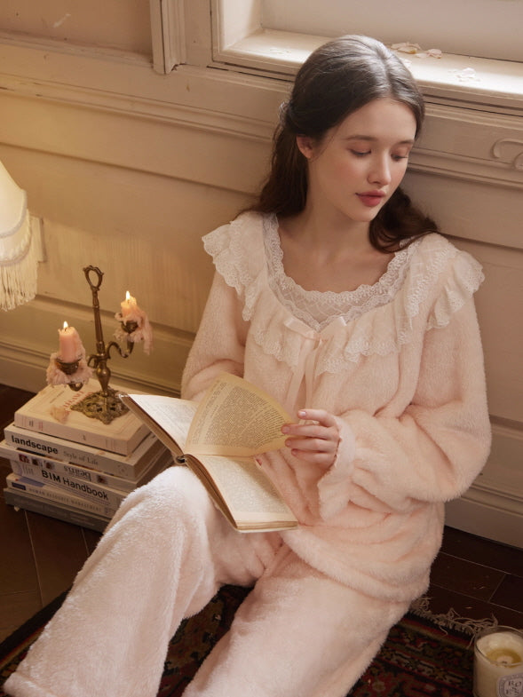 Fairytale Lace Ruffle Cozy Loungewear Set