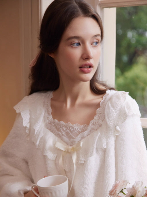 Fairytale Lace Ruffle Cozy Loungewear Set