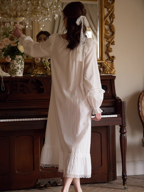 Romantic Ruffle Lace Long Nightgown