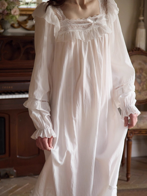 Romantic Ruffle Lace Long Nightgown