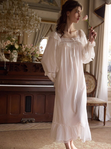 Romantic Ruffle Lace Long Nightgown