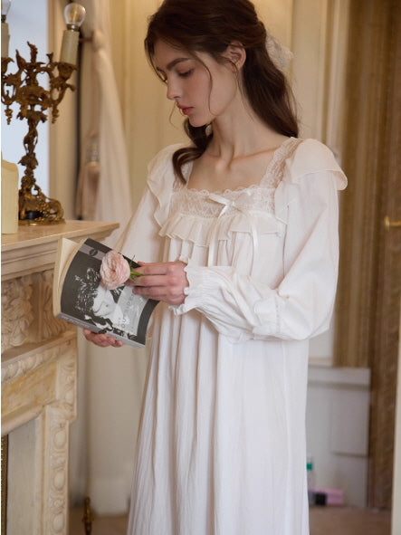 Romantic Ruffle Lace Long Nightgown