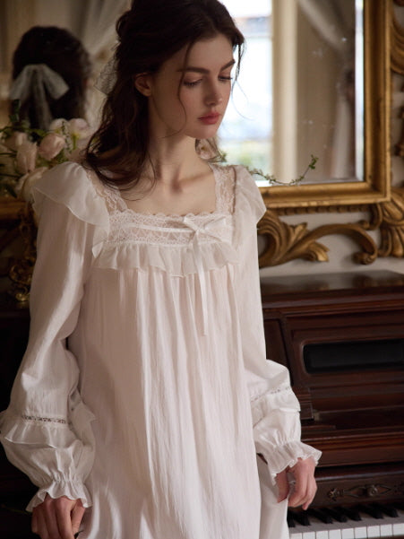 Romantic Ruffle Lace Long Nightgown