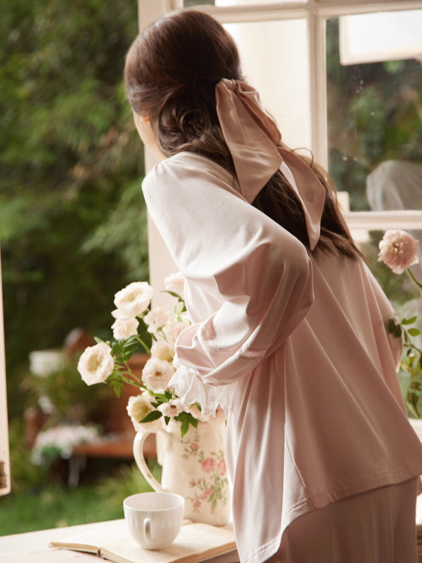 Lace Ribbon Dreamy Loungewear Set