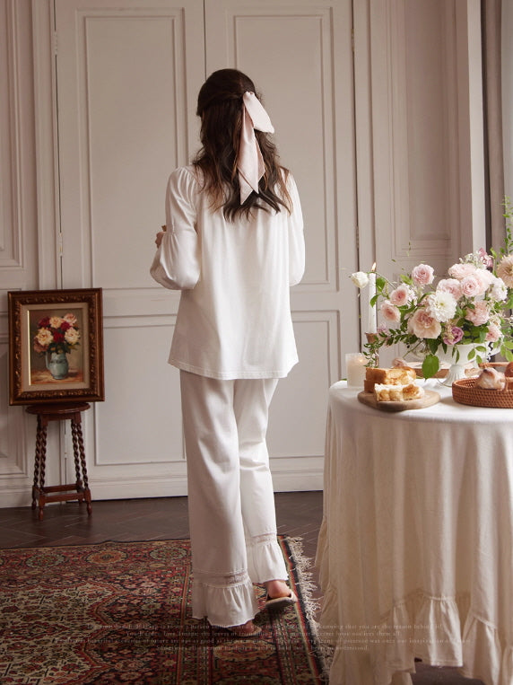 Pink Ribbon Cotton Loungewear Set