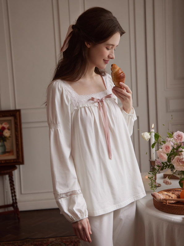 Pink Ribbon Cotton Loungewear Set