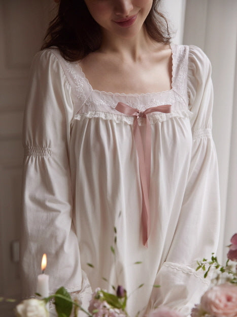 Pink Ribbon Cotton Loungewear Set