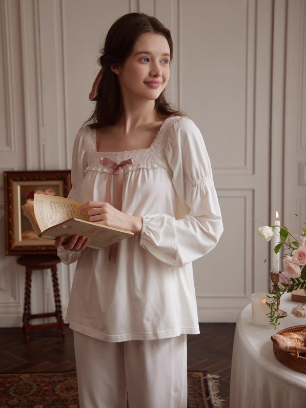 Pink Ribbon Cotton Loungewear Set