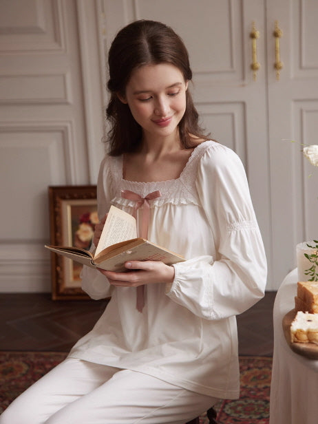 Pink Ribbon Cotton Loungewear Set