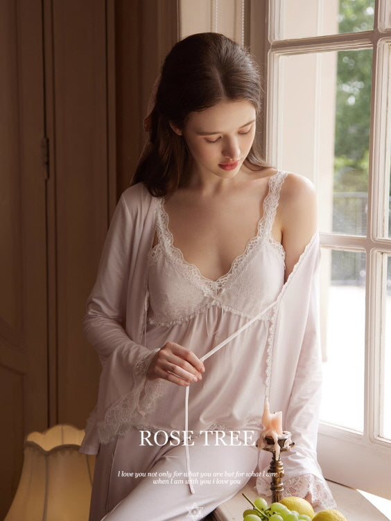 Blush Lace Dreamy 3-Piece Loungewear Set