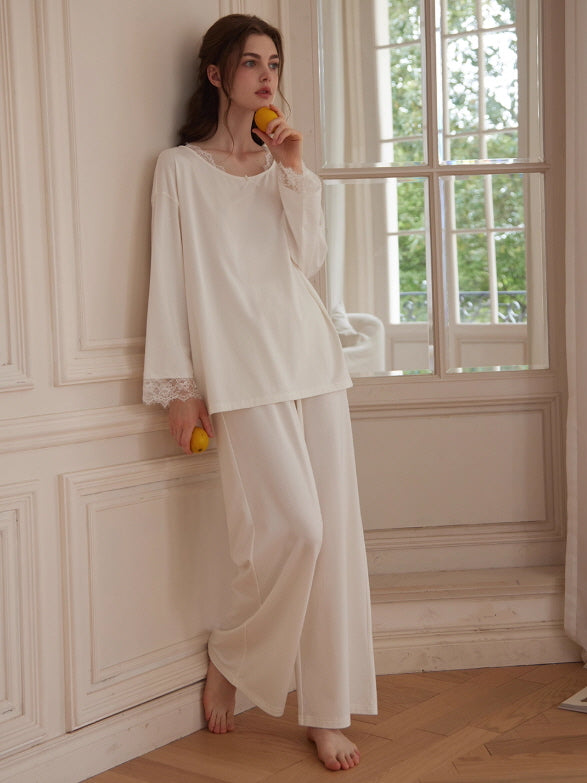 Romantic Lace Trim Loungewear Set