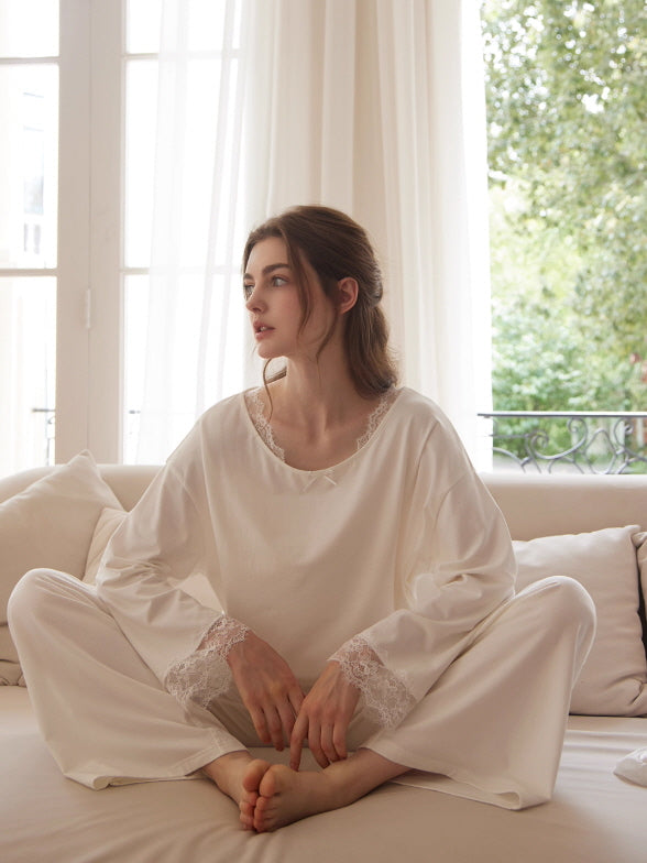 Romantic Lace Trim Loungewear Set