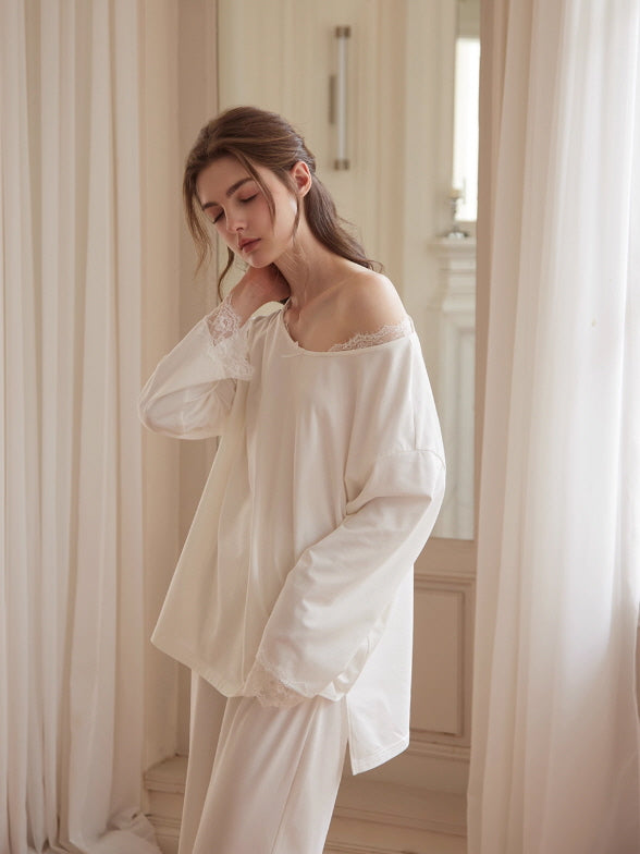 Romantic Lace Trim Loungewear Set