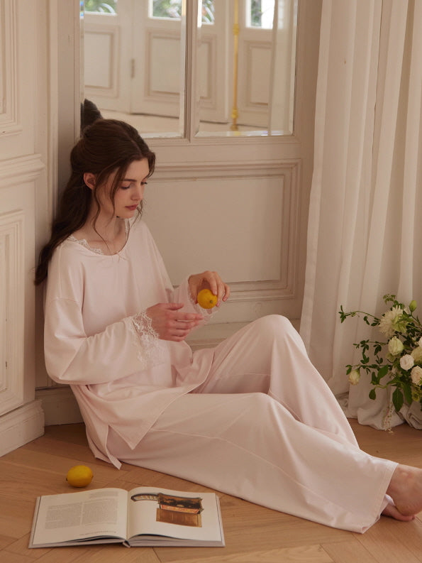 Romantic Lace Trim Loungewear Set