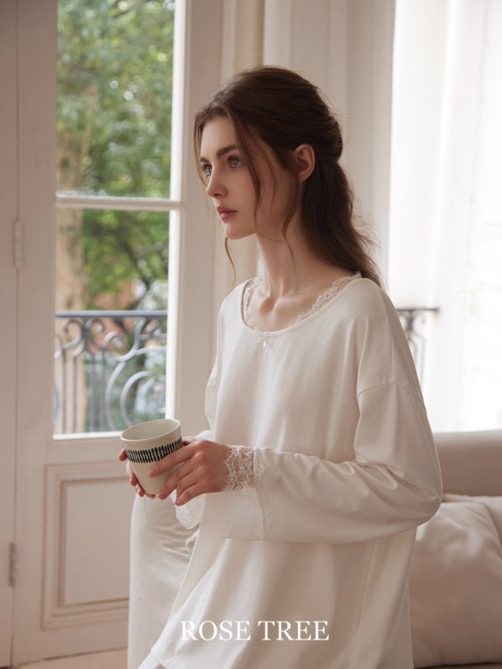 Romantic Lace Trim Loungewear Set